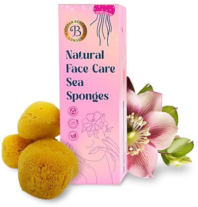 Jordan Benedict Face Sponge - Natural sea Sponge for Face Care/Makeup Removal, Gently Exfoliating Bath Sponge/Shower Sponge, Eco Friendly Gifts for Women, 3-Pack