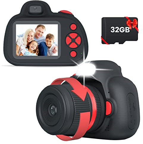 MOREXIMI Kinderkamera, Digitalkamera für Kinder im Alter von 3–8 Jahren, Geburtstagsgeschenk, Spielzeug für Mädchen und Jungen (Schwarz)