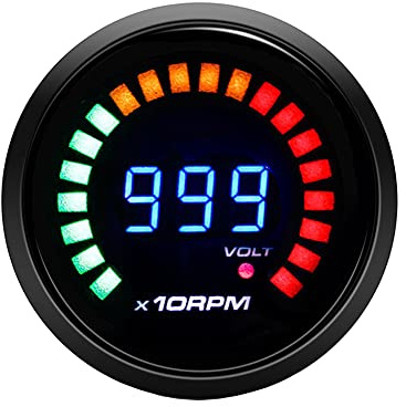 ETOPARS Digital bilmotor 2 tum 52 mm varvräknare varvräknare RPM indikator display ljus röklins