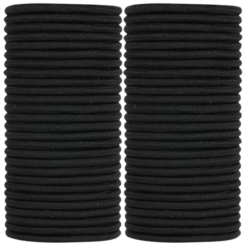 ADRIONE Black Hair Ties for Women, Girls, Kids & Men 280 Bulk Pack, 4MM Ponytail Holders Hair Elastic Bands for Thick, Medium, Thin, Fine, Short Hair Rubber Bands Non Slip & No Damage Hair Accessories