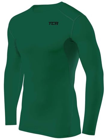 TCA Herren HyperFusion Kompressionsshirt Atmungsaktiv Langarm Funktionsshirts Schnell Trocknend Sportshirt Laufshirt - Grün, L