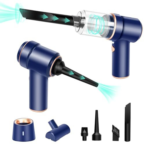 Honlibey 8Kpa Mini Handheld Vacuum Cleaner, 120W High Power Cordless Keyboard Vacuum, 2-in-1 Desk Vacuum & Air Duster with LED Light & Multi-Nozzles for Car, Computer, Sewing Machine