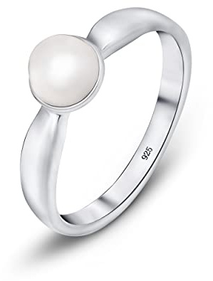 Amberta Anello in Argento Sterling 925 con Perla per Donna: Anello con Perla 14
