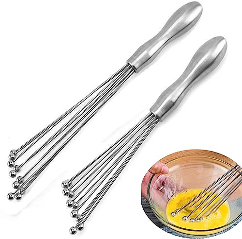 Leadigol 2 fruste a sfera in acciaio inox, 25,4 cm e 30,5 cm, miscelatore manuale da cucina, mini frusta a sfera, per salse, panna e frusta