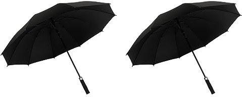 A2ZWORLD Parapluie long homme, parapluie de golf coupe-vent, grand parapluie de pluie, 10 lattes renforcées, robuste et résistant, diamètre d'ouverture 123 cm pour 2 personnes, Noir, 2 PCS