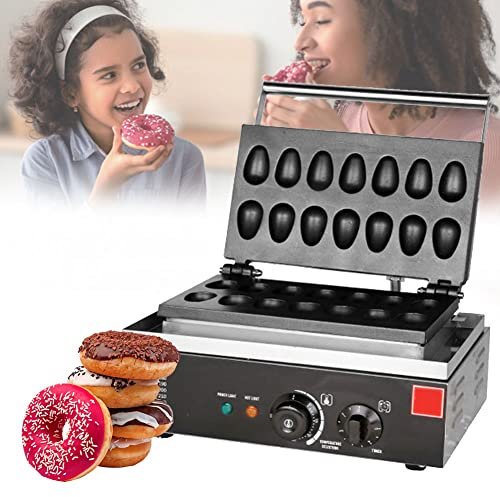 Máquina para Hacer Donuts Antiadherente Comercial de 1550 W, máquina para Hacer Donuts con 6 Orificios, máquina para Hacer Donuts con Calentamiento de Doble Cara, Hacer Donuts Cake Pops Waffles Part