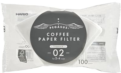 Hario Pegasus Flat Bottom Filters, Size 02, White, 100ct