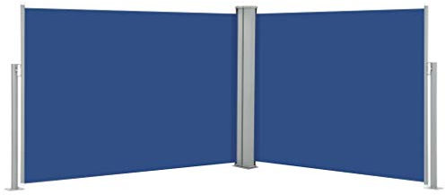 Keyroto Store latéral pour balcon, marquise latérale, brise-vent, terrasse, store latéral pour terrasse, store latéral extensible bleu, 120 x 1000 cm