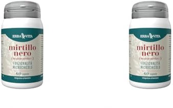 ERBA VITA Integratore Alimentare Di Mirtillo Nero - 60 Capsule - Fonte naturale di antocianosidi (Confezione da 2)