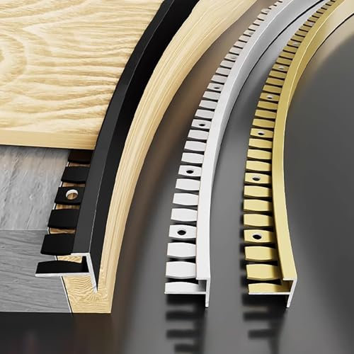 Raouoae Treppenkantenprofil Stufenkantenprofil Einfassprofil 135cm 2 Stück F-Form Flexibel Fliesenschiene Abschlussprofil Sicherheit Für Stufen Aus Fliesen Und Holz(Champagne,Höhe: 8mm)