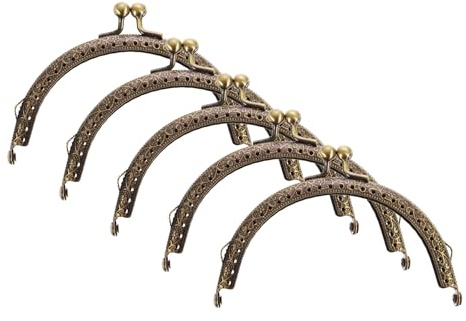 QUARKZMAN 5pcs Marco de Bolso de Metal, 10.5cm/4.1 Retro Arco Cierre de Beso Marco Repujado para Bolso de Mano, Monedero, Bolso de Embrague, Reemplazos de Hardware de Marco (Bronce)