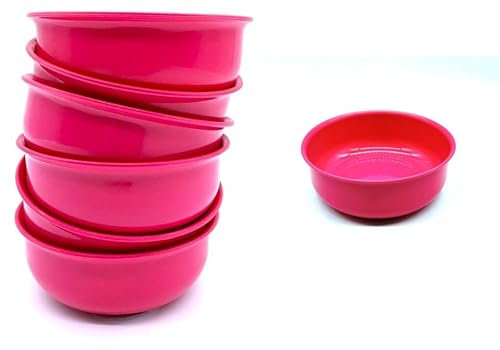 Kimmel Lot de 6 bols de 10 cm - En plastique - Fuchsia - Pour compote, dessert, céréales, fête, camping
