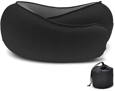 Rayson Cuscino Cervicale da Viaggio Memory Foam Cuscino Aereo di Supporto Cervicale Regolabile per Aereo e Auto Include Borsa di Stoccaggio,Nero