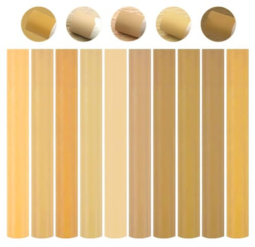 NHQZ 1 Kit Réparation Pour Stratifié (10 Bâtons), Bâtons De Cire De Réparation Pour Bois, Cire Meuble En Bois, Mastic À Bois, Cire Parquet, Cire Bois (Série De Couleurs Bois, C)