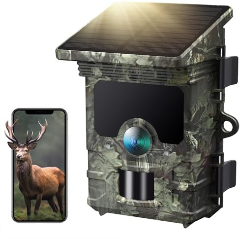 VOOPEAK Solar Wildlife Camera - 85MP 4K UHD 30fps WiFi Bluetooth Trail Camera with Night Vision 120° Motion Activated 0.1s Trigger Time IP66 Waterproof for Wildlife Monitoring