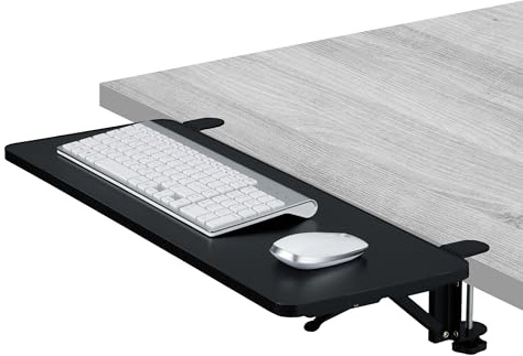 Relaxdays Supporto Tastiera Scrivania, Prolunga Pieghevole sotto PC, 65x24 cm, Estensione Tavolo, Piano Mouse, Nero