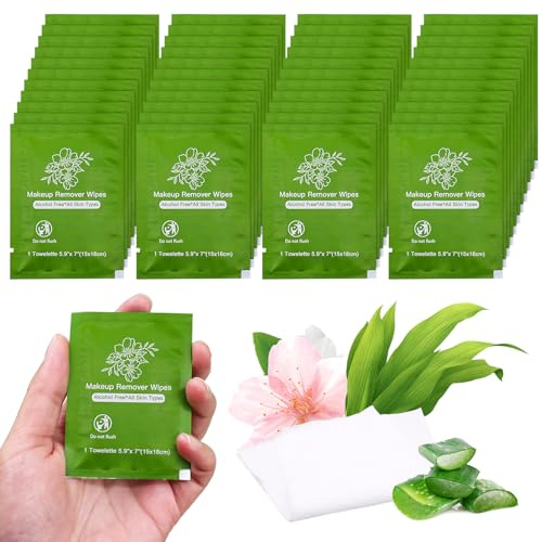 Makeup Remover Wipes Bulk Individually Wrapped,Travel Makeup Wipes Bulk Gentle for Face Cleansing Mascara Lipstick Travel (pack of 200)
