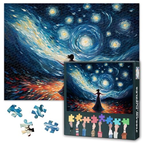 Puzzle de 1000 pièces, Filles sous le Ciel étoilé 1000 Pièces Puzzles pour Adultes Puzzle 1000 Pièces Puzzle pour Adultes Puzzles Jeux d'Activités Familiales Taille Finie 50x70cm