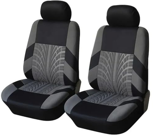 beijieaiguo Universal Car Seat Cover Set – 2X Front Seat Covers für Fahrersitz und Beifahrersitz, Atmungsaktiv, Komfortabel, 3D-Design, Langlebig und Pflegeleicht, Ganzjähriger Schutz (Grau)