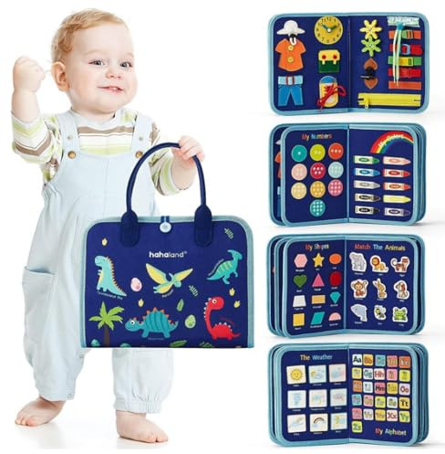 bergxperten La Valise d'activités Jouets pour Enfants - Busy Board, Jeux Montessori, Jouets d'Activité et de Développement, Livre Montessori, Jouet de Voyage pour Avion, Quiet Book Éducatifs