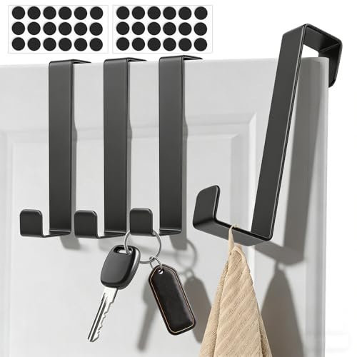 Heozhuyi 20 Pcs Perchero puerta dormitorio, gancho puerta colgadores, percheros puertas, gancho perchero para puertas abrigos, ropa, sombreros, baño, cocina y armario (negros)