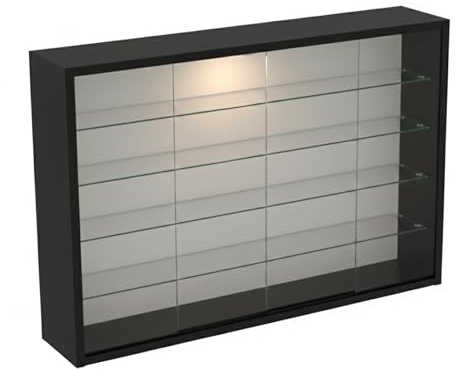 VDD – Vitrine avec Verre – Vitrine avec éclairage LED – Petite vitrine – 75 x 14 x 55 cm – Noir