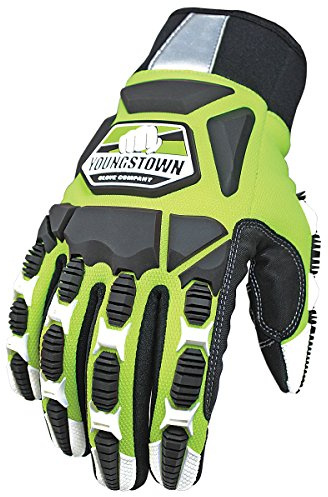 Youngstown Gloves Cut Resistant Titan XT Vibration & Impact Dampening Work Gloves For Men - Kevlar Lined, Puncture Resistant- Lime Green, Large