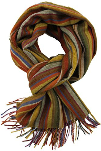 Sciarpa uomo a righe invernali e spina di pesce alla moda diversi colori 100% lana (merino) (52 x 190 cm, giallo oliva)