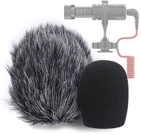 YOUSHARES VideoMicro Mikrofon Schaumstoff Windschutz & Windschutzscheibe Muff - Foam & Furry Wind Filter Pop-Schutz für Rode VideoMicro, VideoMic Me Me-L Mic (2 Pack)