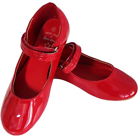 Girls Kids Baby Toddler Childrens Infant Red Patent Ballet Princess Pumps Mary Jane Bridesmaids Wedding Party Strap Shoes Size UK 4-12 (10 UK Child)