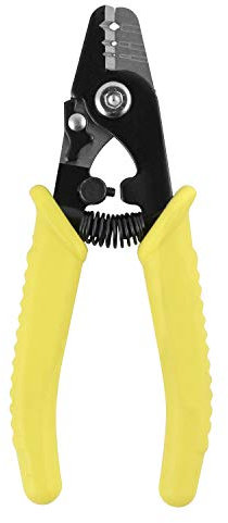 QWORK® Pince à dénuder en fibre optique à trois trous avec poignée en PVC pour dénuder les fibres,15.2 cm de long