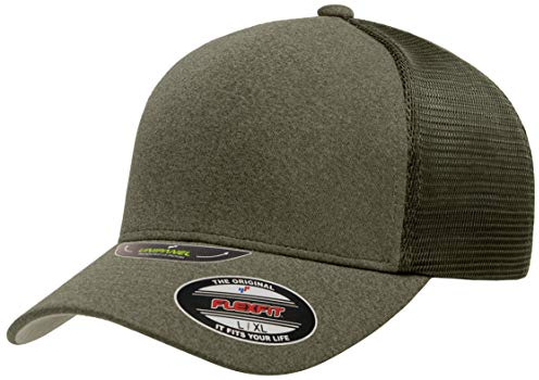 Flexfit Melange UniPanel Trucker Cap, Olive, Large/XLarge