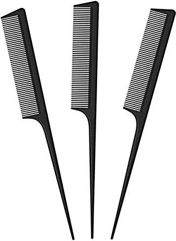 JeoPoom Needle Handle Comb[3 Pcs], Carbon Comb, Break-Proof Antistatic For Hair & Beard For Men And Women With Different Types Of Hair