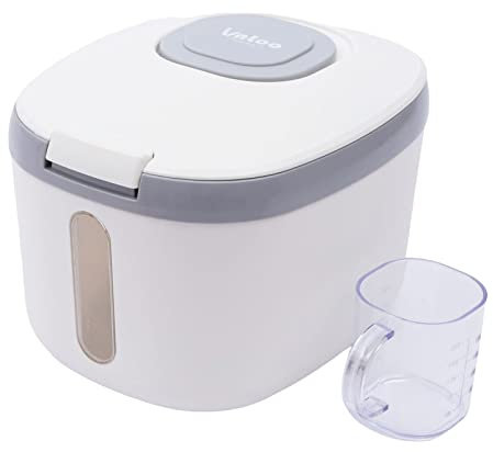 Bathrena 5KG Reisspender|Küche Sammlung Eimer Reis Box Reis Zylinder Insekten-Proof Feuchtigkeit-Beweis Versiegelt für Trockenfutter mit Deckel (Grau)