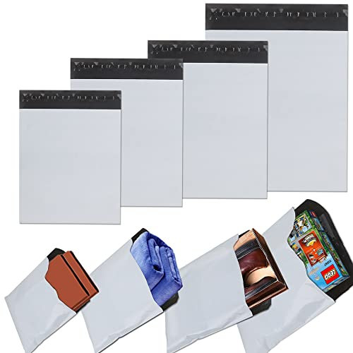 Versandtaschen Plastik 4 Größen Versandbeutel Blickdicht Selbstklebend Versandtaschen Warensendung Groß Versandtüten für Kleidung Logistikverpackungen Transport Verpackungskarton 50Stück