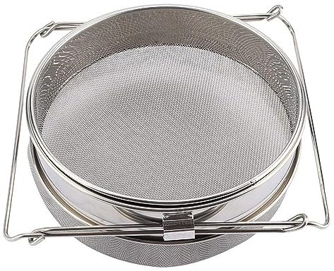 JTBDWOSK Edelstahl-Doppelsieb-Honigsieb, Doppel-Bienensieb-Honigschutt-Maschen-Fliter, Bienenzuchtausrüstung Filter Imkerei-Extraktionswerkzeuge,Silber