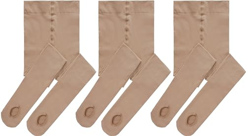 Yitoco Girls Dance Ballet Tights Convertible 60D Suntan Leggings Ultra Soft for Kids Students Transition Tights (3 Pairs, Nude, 6-9 Years, YOTS03-SK-3CM)