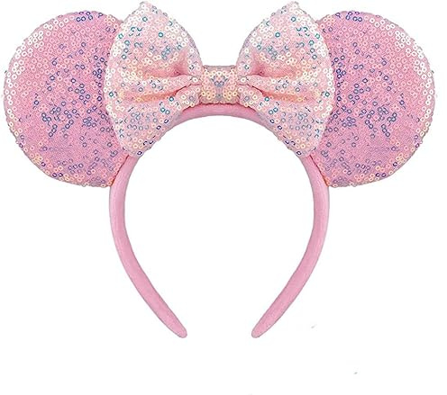AQOKKA Mouse Ears Headbands with Bow Minnie Ears Cosplay Costume Hair Accessories for Women Birthday Party Decoration