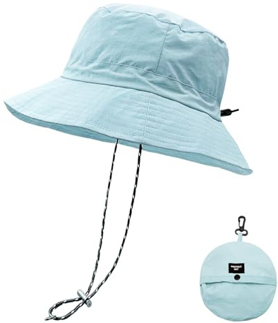 lifwimner Plegable Sombrero de Pescador Mujer Hombre Impermeable Sombrero de Sol Verano Playa Gorra Unisex con (Azul Claro)