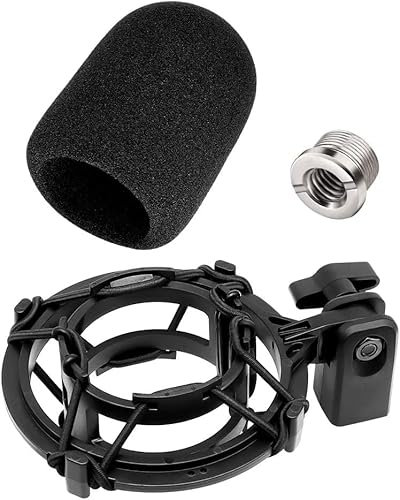 Etour AT2020 Microphone Shock Mount with Pop Filter, [Custom Built for audio technica Mic] Anti-Vibration Suspension Shockmount Holder Clip Compatible with AT2020USB+ AT2035 ATR2050 AT3035 AT3060