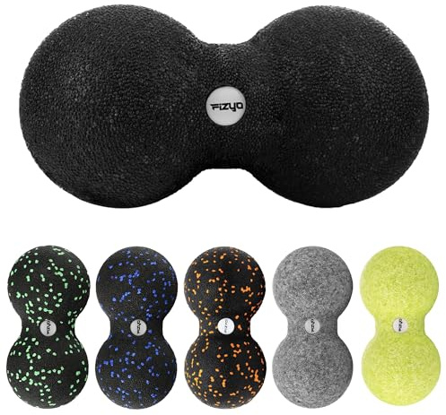 FIZYO Duoball 16 x 8 cm - Fascia Ball for Back, Neck & Trigger Point Therapy, EPP Massage Ball for Spine, Physiotherapy & Pain Relief, Double Ball for Deep Tissue Massage - Black