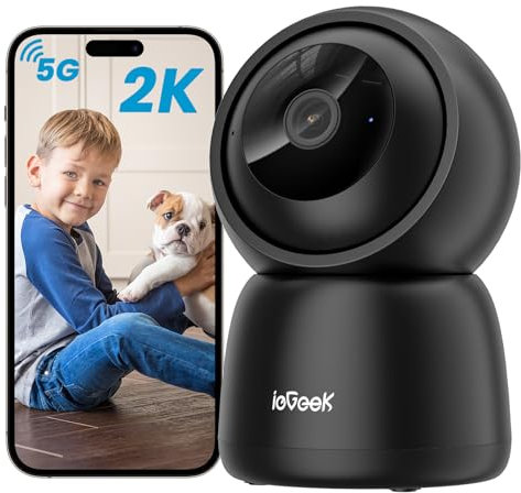 ieGeek 2K(3MP) Camera Surveillance WiFi Interieur 360° - 2.4G/5GHz Camera Interieur WiFi, PTZ Détection Mouvement, Audio Bidirectionnel, Alexa