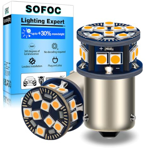 SOFOC BAU15S PY21W LED Blinkers Gul 6V 12V 24V 6-60V AC/DC Canbus Ready för Motorcykel & Bil 2St