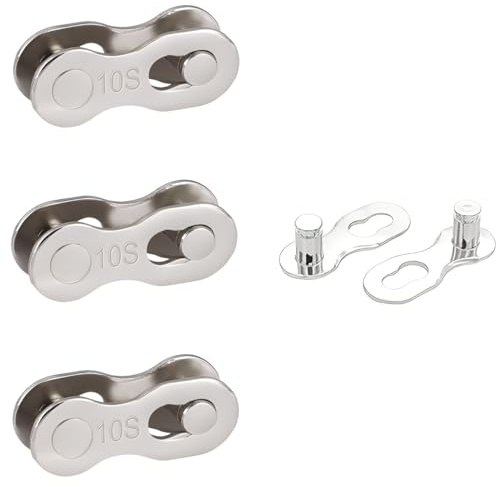 VELSIN 3 pares de cadenas de bicicleta – Candado de cadena para bicicleta, cadena de acero, eslabones de velocidad, para bicicleta de montaña, bicicleta de carretera, plata, para 6-7-8/9/10/11