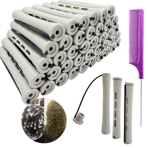 WWYSSZ Bigodini Piccoli per Volume, 0.59 Pollici Bigodini Permanente, con Elastico in Gomma Antiscivolo in Plastica, per I Capelli Naturali I Capelli Corti Lunghi Che Modellano lo Strumento