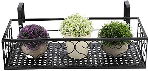 PUSOKEI Balkong Hängande Blomsterställ |Iron Pot Stand Räcke Hylla för Växtdekoration