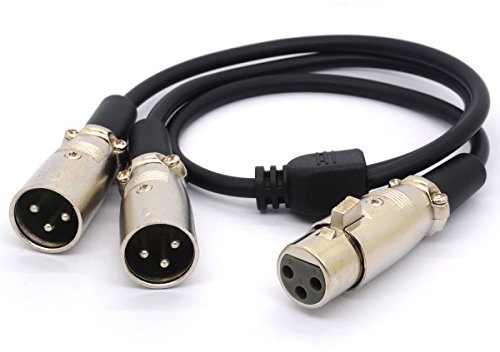 HTGuoji XLR Cable Y Splitter Adapter - Female To Dual Male Y Extension Cords for Microphone Audio - 50CM