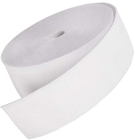 Wide 2 inch Elastic for Sewing - 50mm Flat White Elastic Band, 6 Metres | Waistbands, belts, sofa cover straps, upholstery, costumes, heavier garments, non roll woven edges