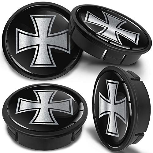 SkinoEu 4 x 60mm Universal Schwarz Silber Alufelgen Nabenkappen Felgen Kappen Felgendeckel Radkappen Radnabendeckel Nabendeckel Felgenkappen CXZ 6