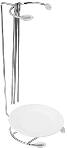 DOITOOL 1 Set in Acciaio Inox BBQ Spiedini con Griglia Supporto Piatto da Tutto Il Metallo di Cottura Barbecue Bastoni per Appendere su Griglia 4